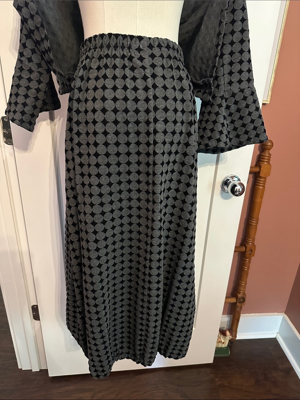 bryn Walker 2-piece polka dot black gray S/M Lagenlook jacket & skirt set - Picture 12 of 16